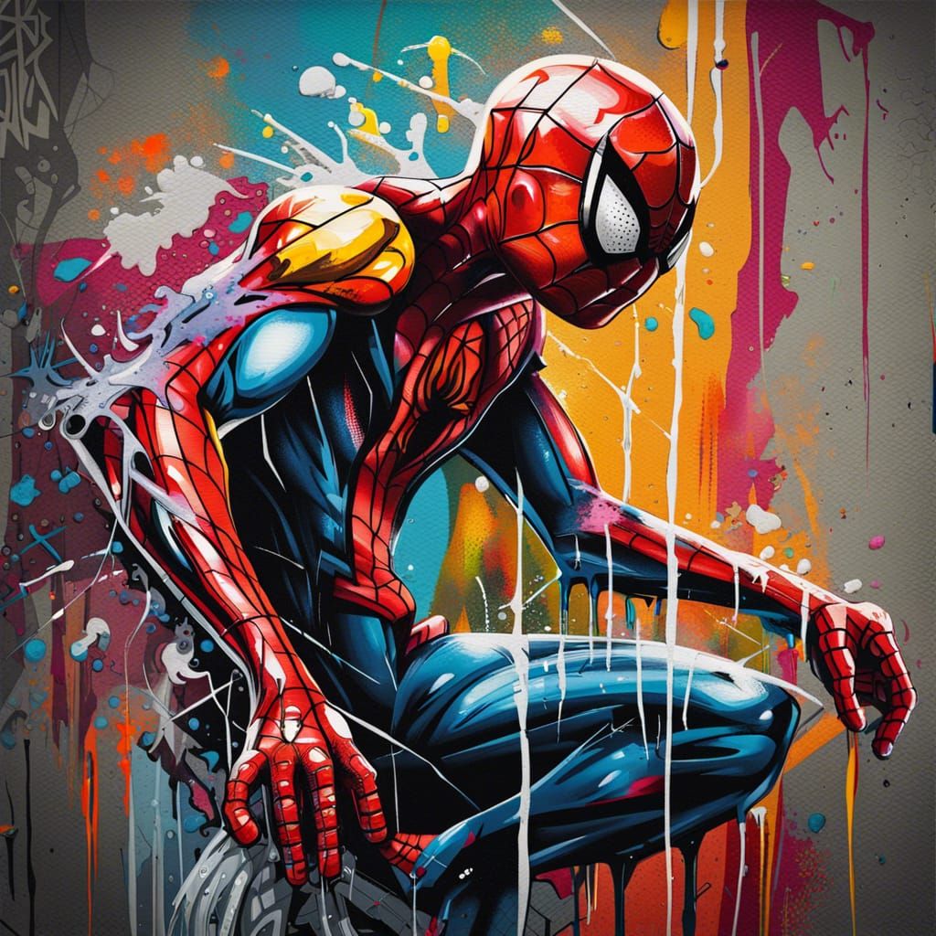 Spiderman Graffiti Art in Splash Art Style