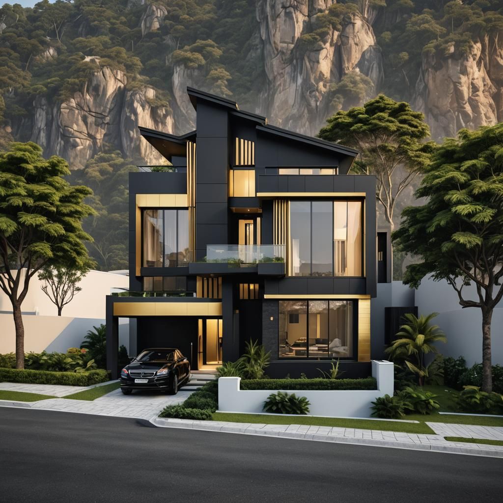Modern House Design in Black and Gold