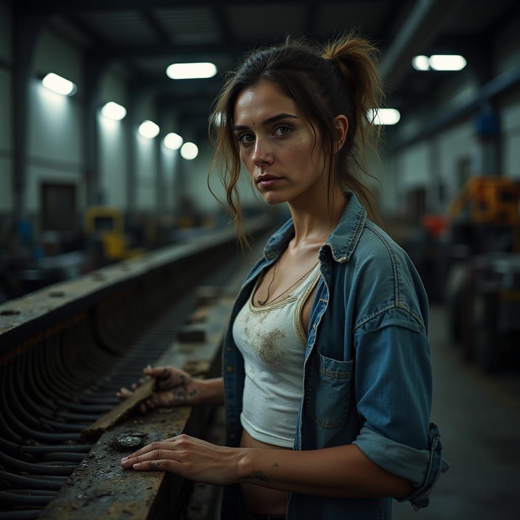 Gritty Industrial Portrait in Photorealistic Style
