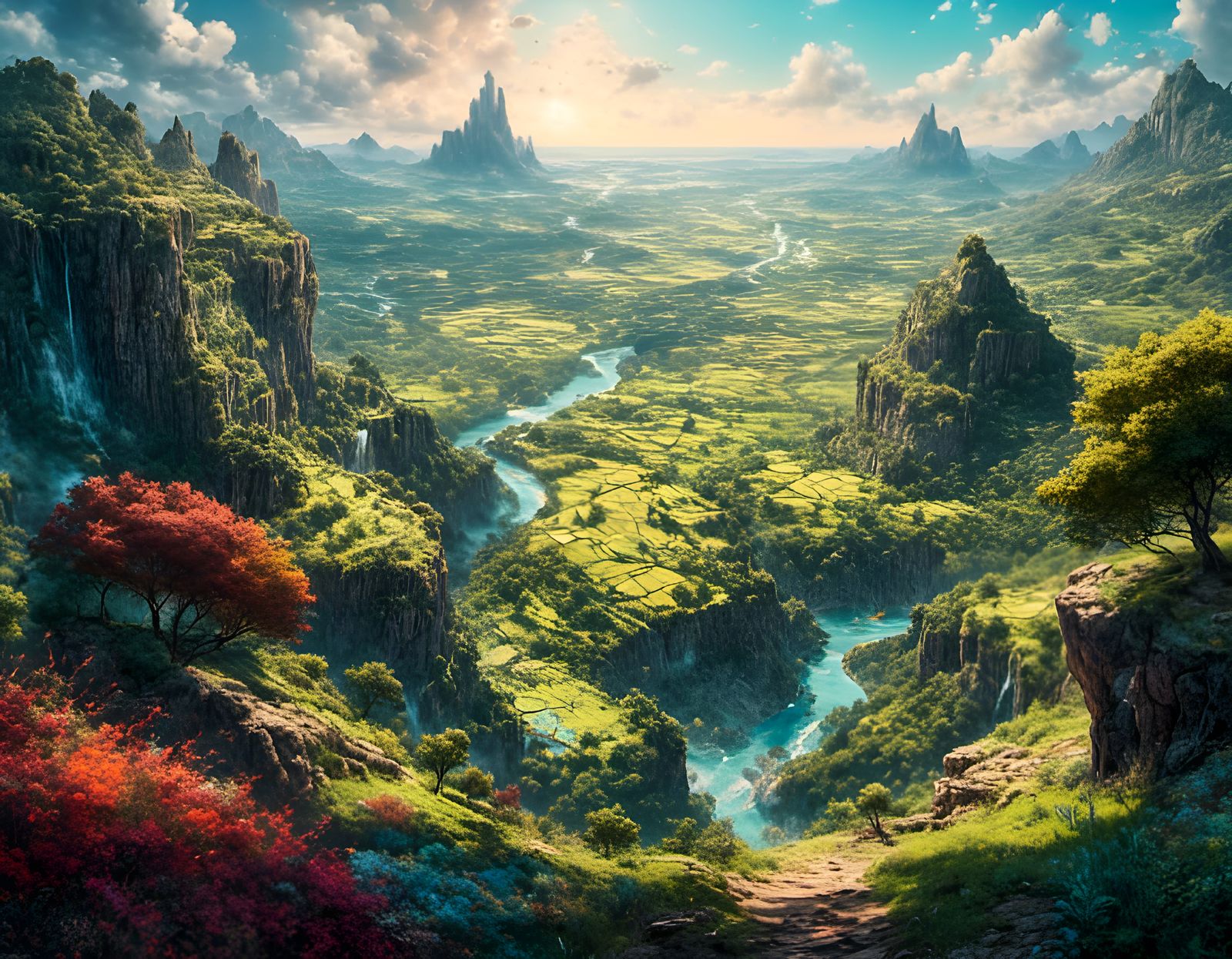 Lush Summer Landscape in Detailed Matte Painting