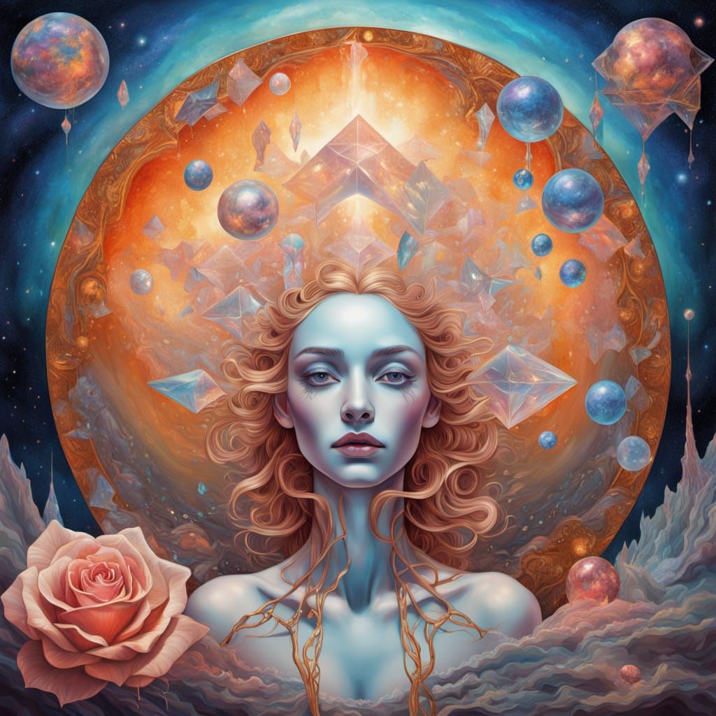 Surreal Faberge Face in Dreamlike Mosaic Style