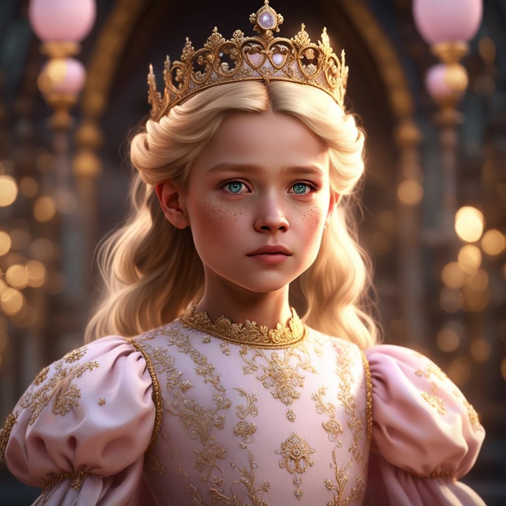 Freckled Blonde Princess with Gold Tiara