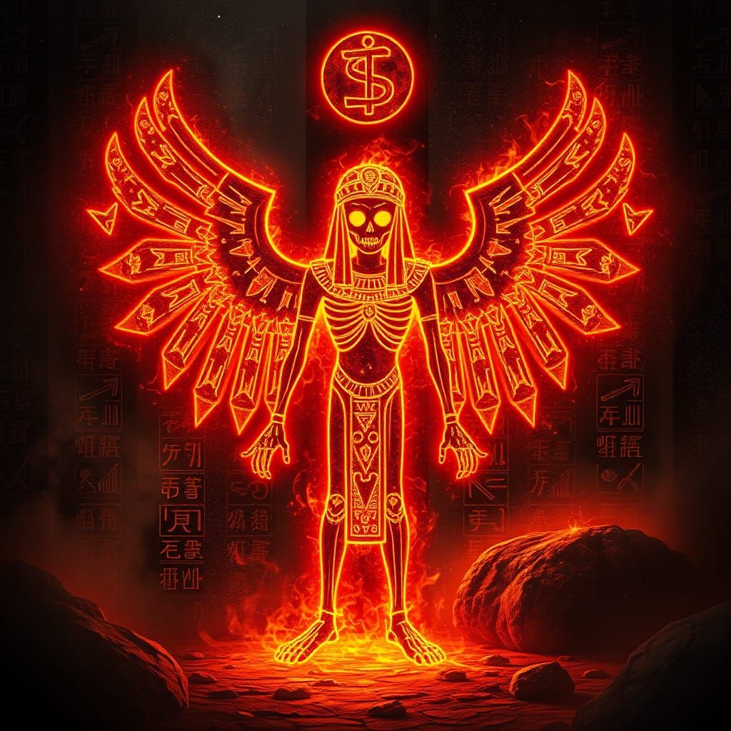 Ethereal Glowing Hieroglyphs of Deadly Magic