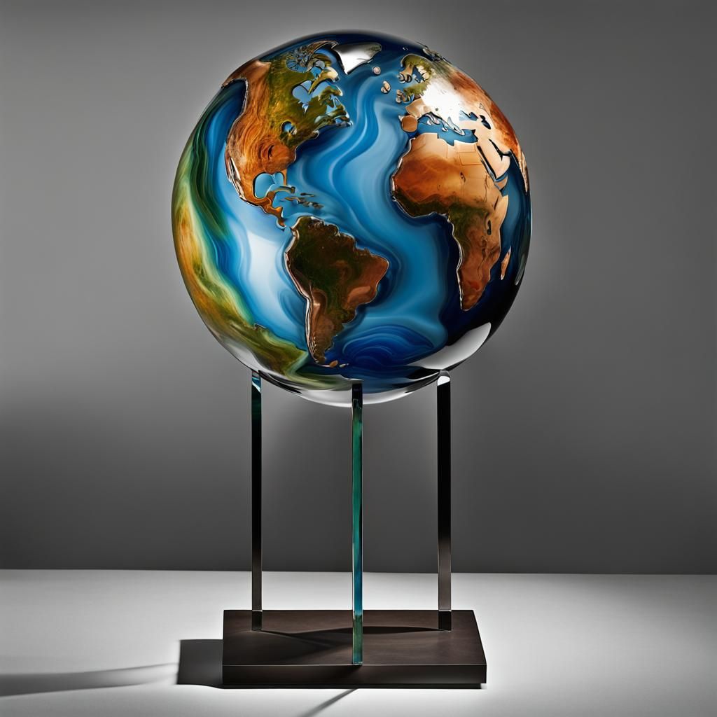 Blown Glass Sculpture of Planet Earth