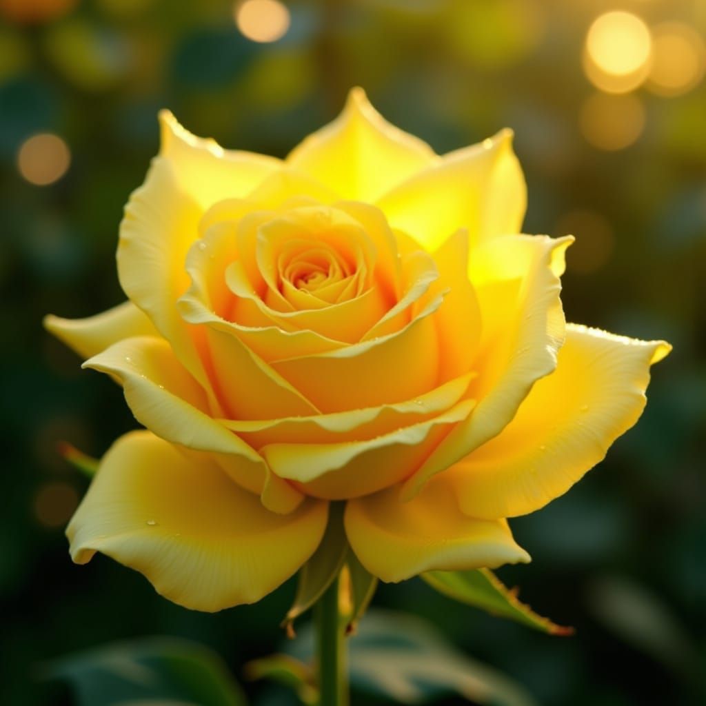 Vibrant Yellow Rose in Golden Hour Light