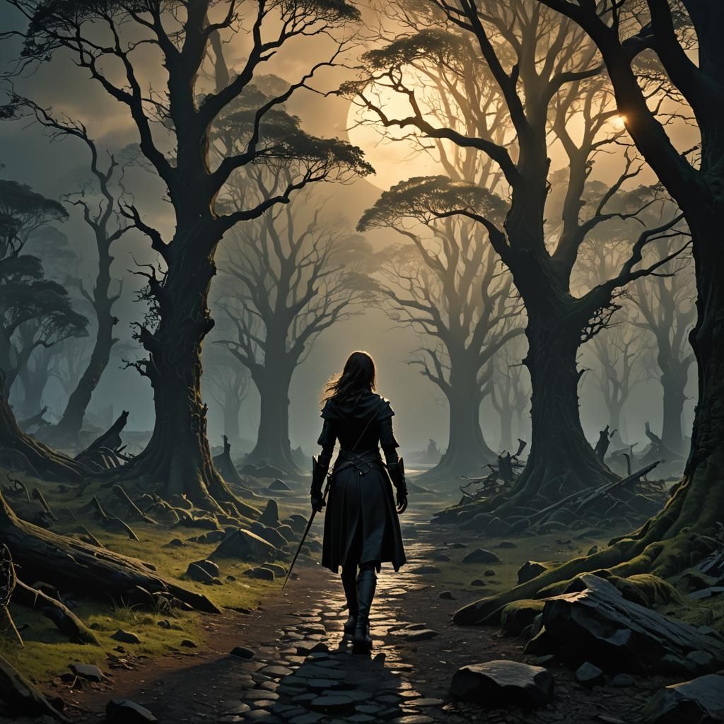 Dark Fantasy Knight in Oil Painting