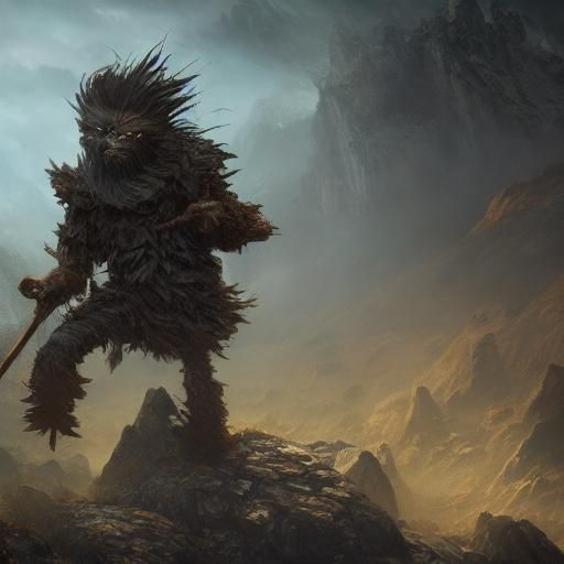 Young Rock Gnome in Neolithic Landscape