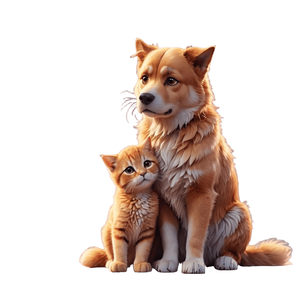 Cute Cat Cuddles Wet Dog: Pixar-Style 3D Art