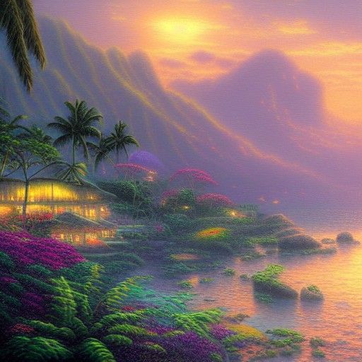 Ethereal Hawaiian Landscape in Luminist Style