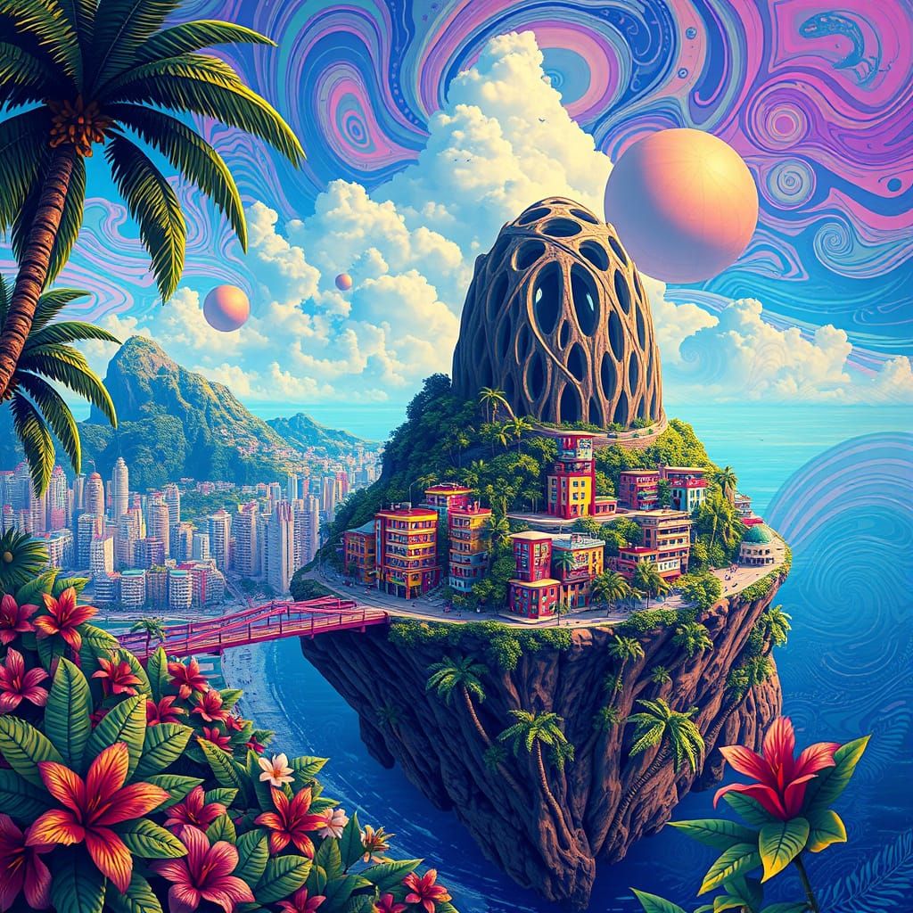 Psychedelic Rio de Janeiro Floating Island Dreamscape