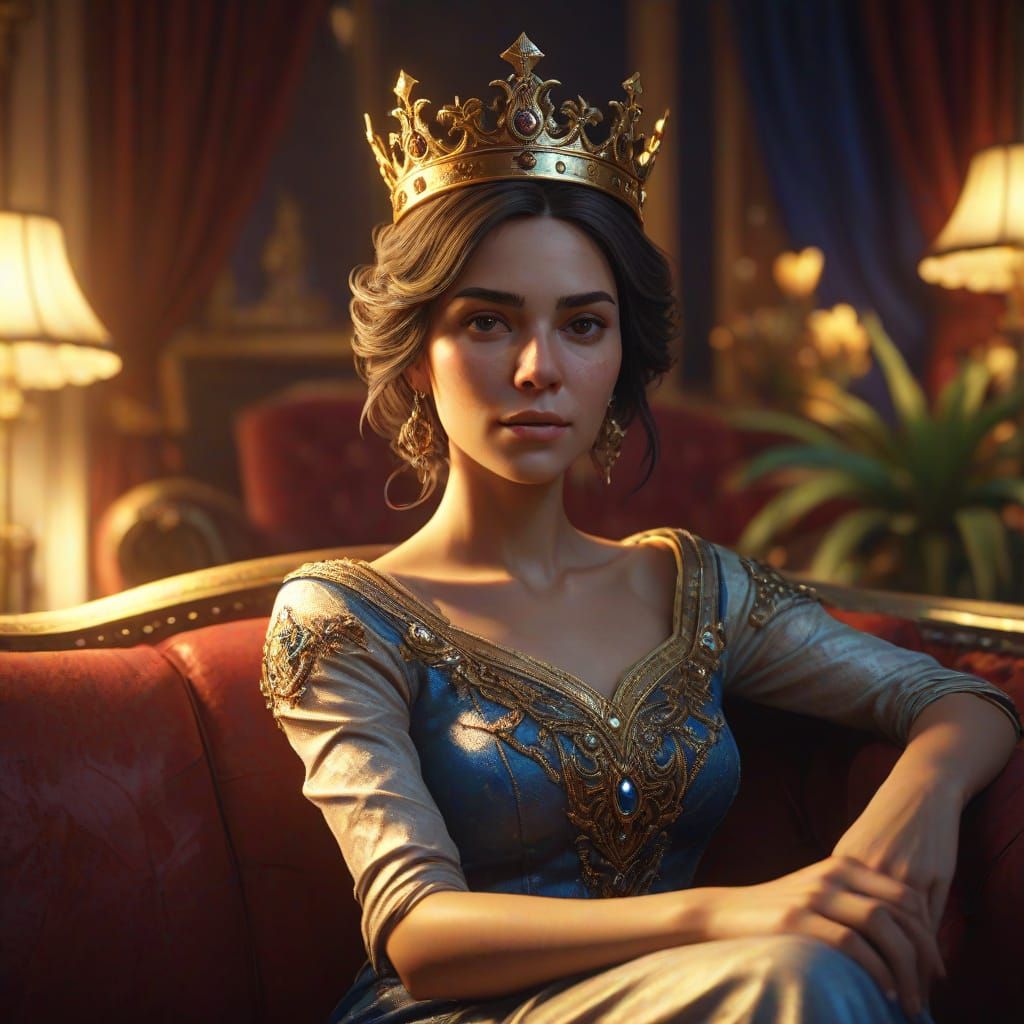 Fantasy Queen Mother Relaxing on Couch