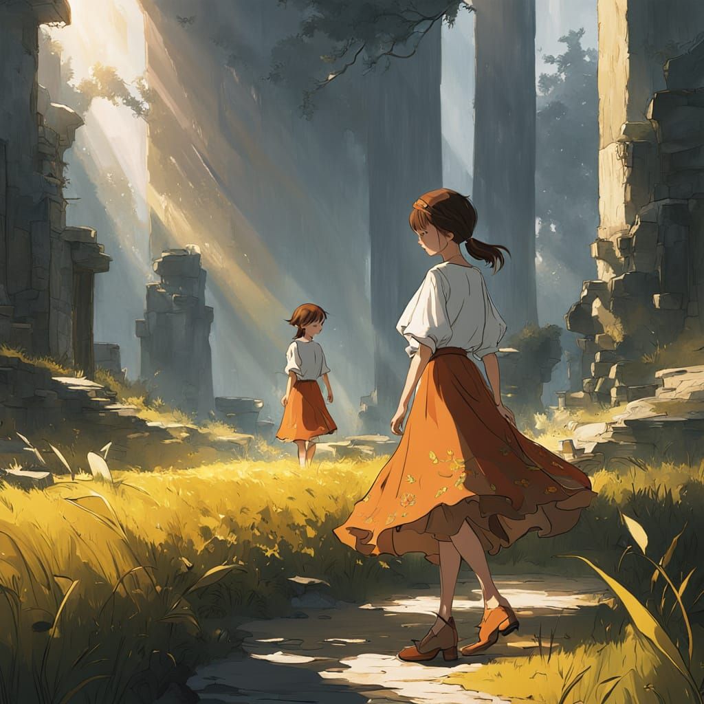 Whimsical Summer Friends in Vibrant Sunlit Meadow