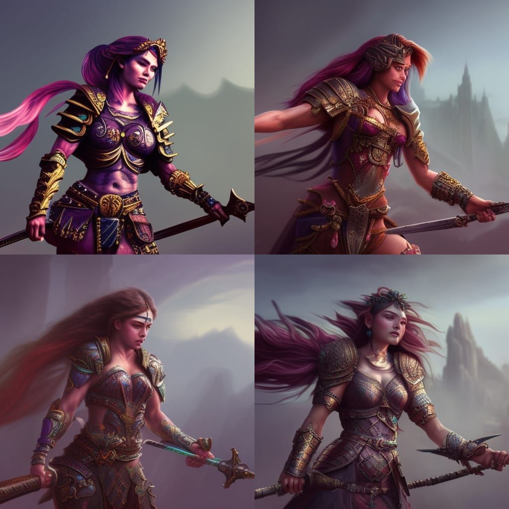 Fantasy Warrior Princess in Detailed Matte Painting