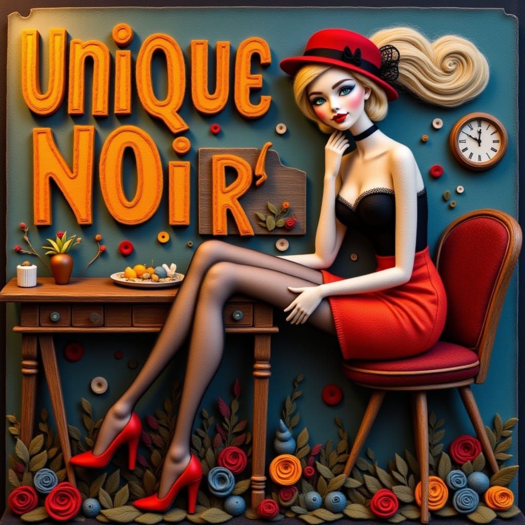 Felt Cutout Noir Scene with Detective and Reporter