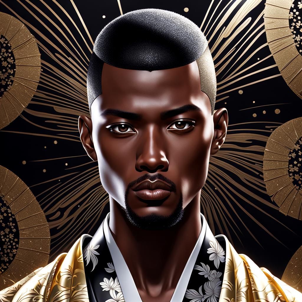 Glittering Warrior: Avant-Garde Portrait in Anime Style