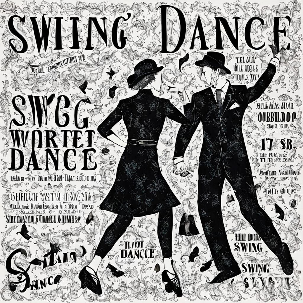 Vintage Swing Dance Scene in Colorful Art Deco Style