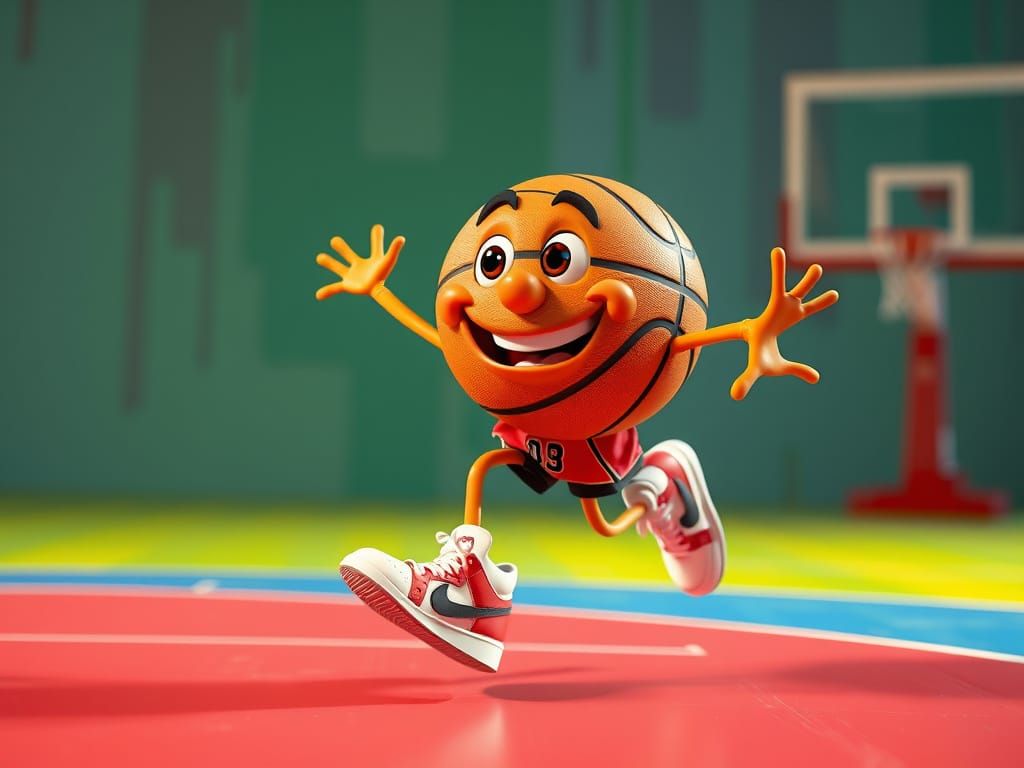a smiling basketball