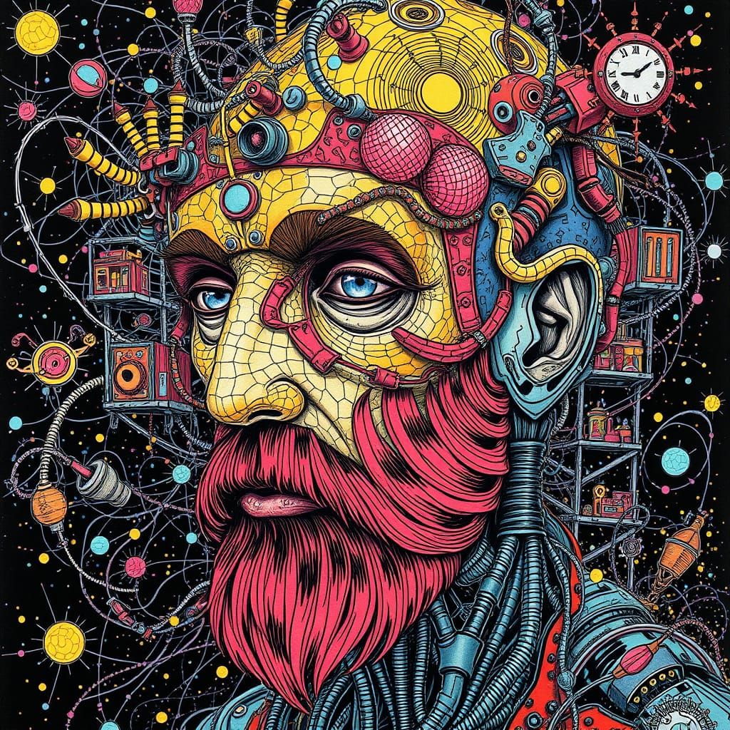 Ethereal Neo-Futurist Dreamscape in Hyperdetailed Ink Drawin...