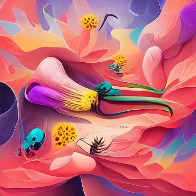 Colorful Surreal Flowers Illustration