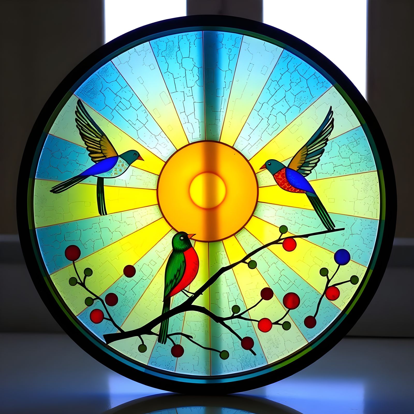 Art Deco Spacecore Birds in Stained Glass