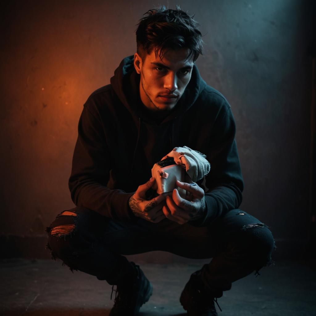 Moody Portrait of a Man in Chiaroscuro Lighting