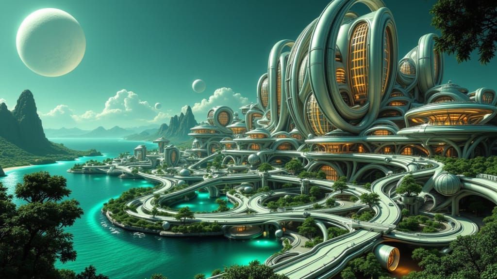 Massive Alien City Port in Noir Style