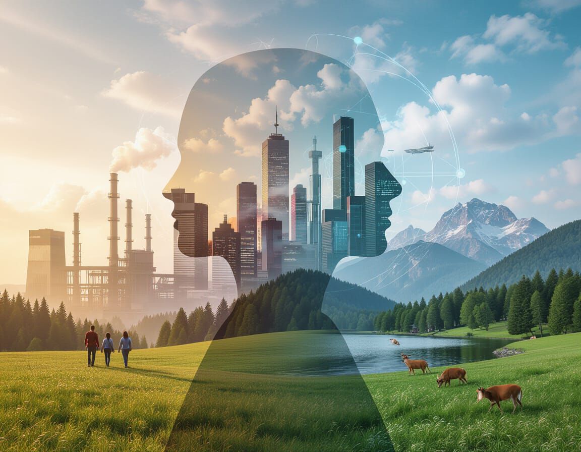 Urban Meets Nature: A Silhouette Divided