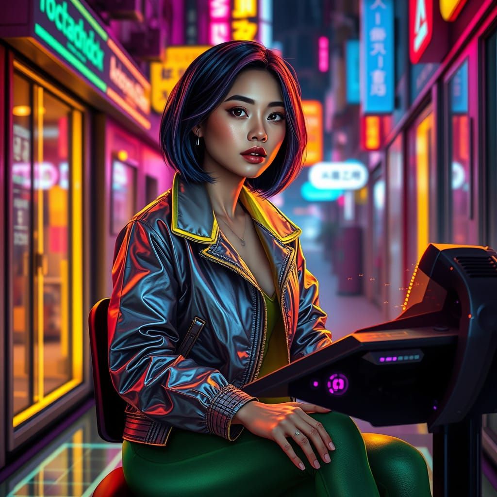 Neon Dreamscape: Futuristic Fashion in a Cyberpunk Metropoli...