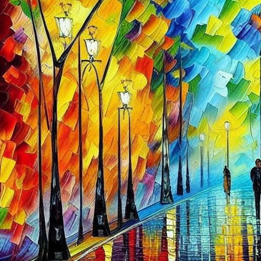 Paris Street Scene in Neo-Impressionist Style