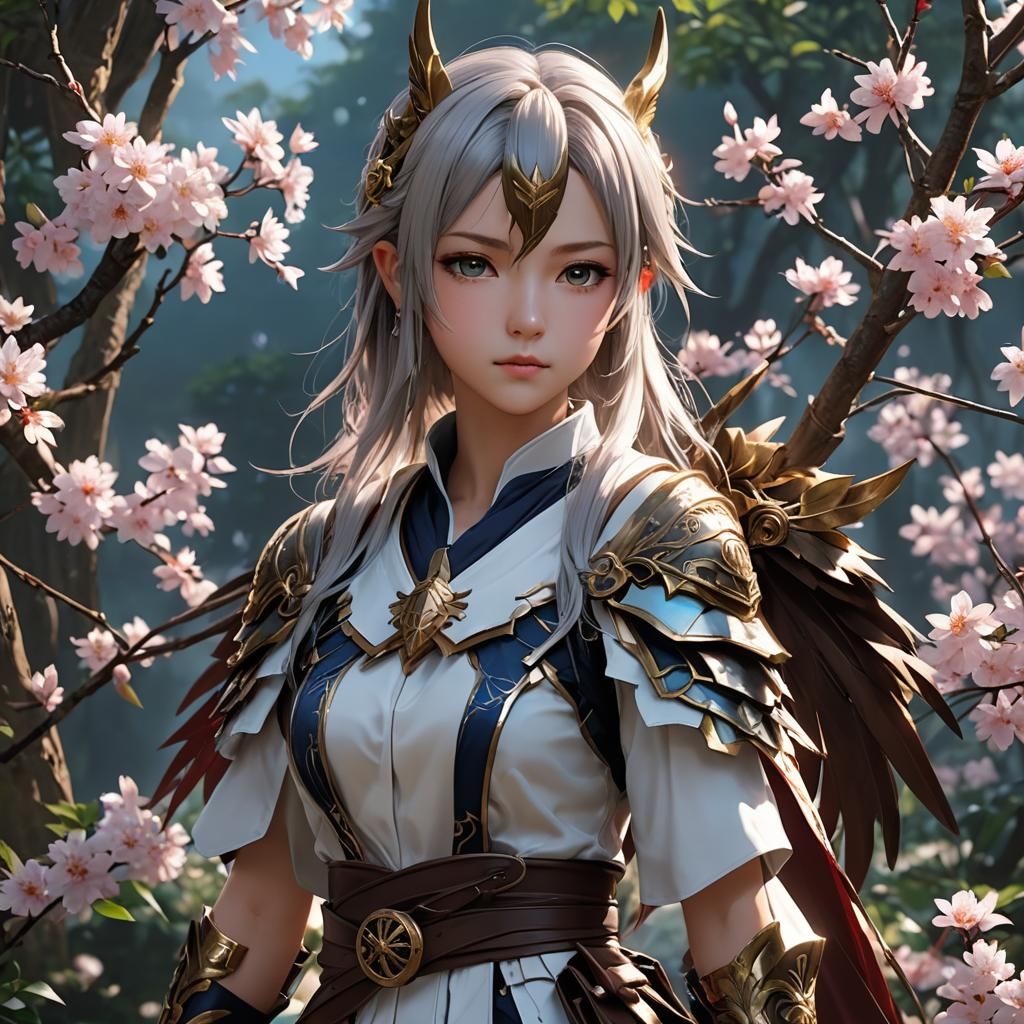 Vibrant Anime Warrior in Hyper-Realistic 3D