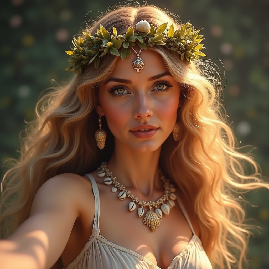 Aphrodite Selfie: Greek Goddess in Modern Portrait