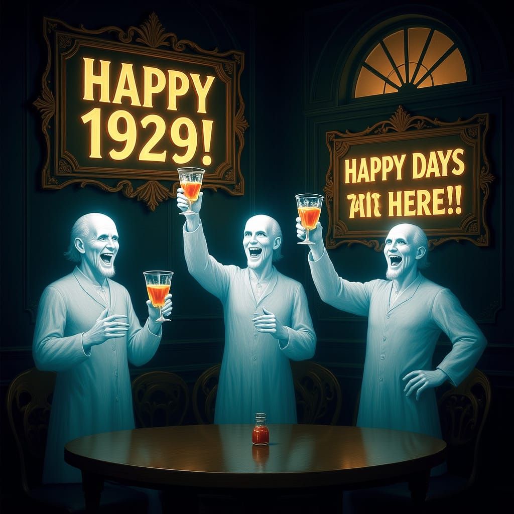 Ethereal Ghosts Celebrate 1929 in Surreal Art Deco Speakeasy