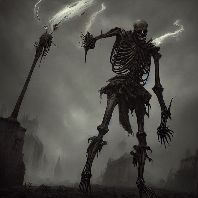 Steampunk Skeleton Horror by Rutkowski and Doré