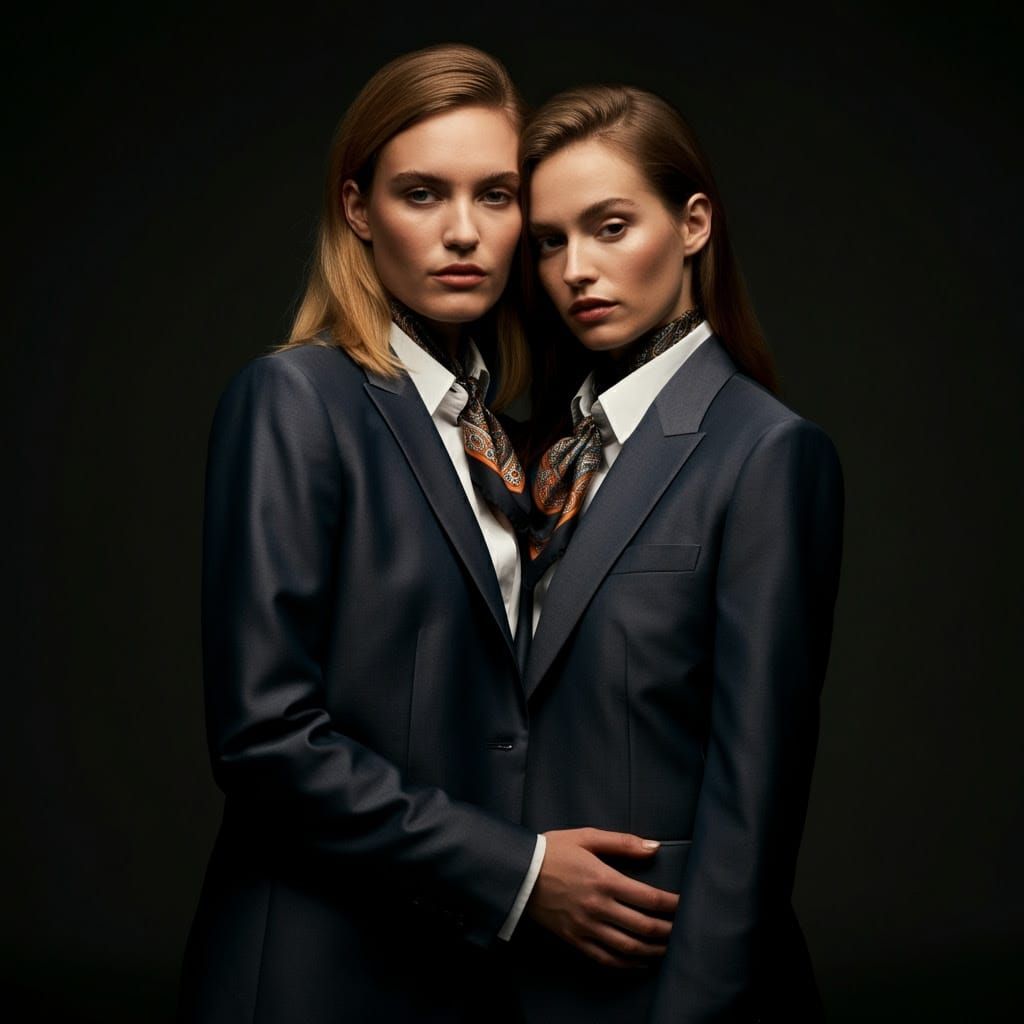 Sophisticated Businesswomen Share Tender Moment in Elegant S...