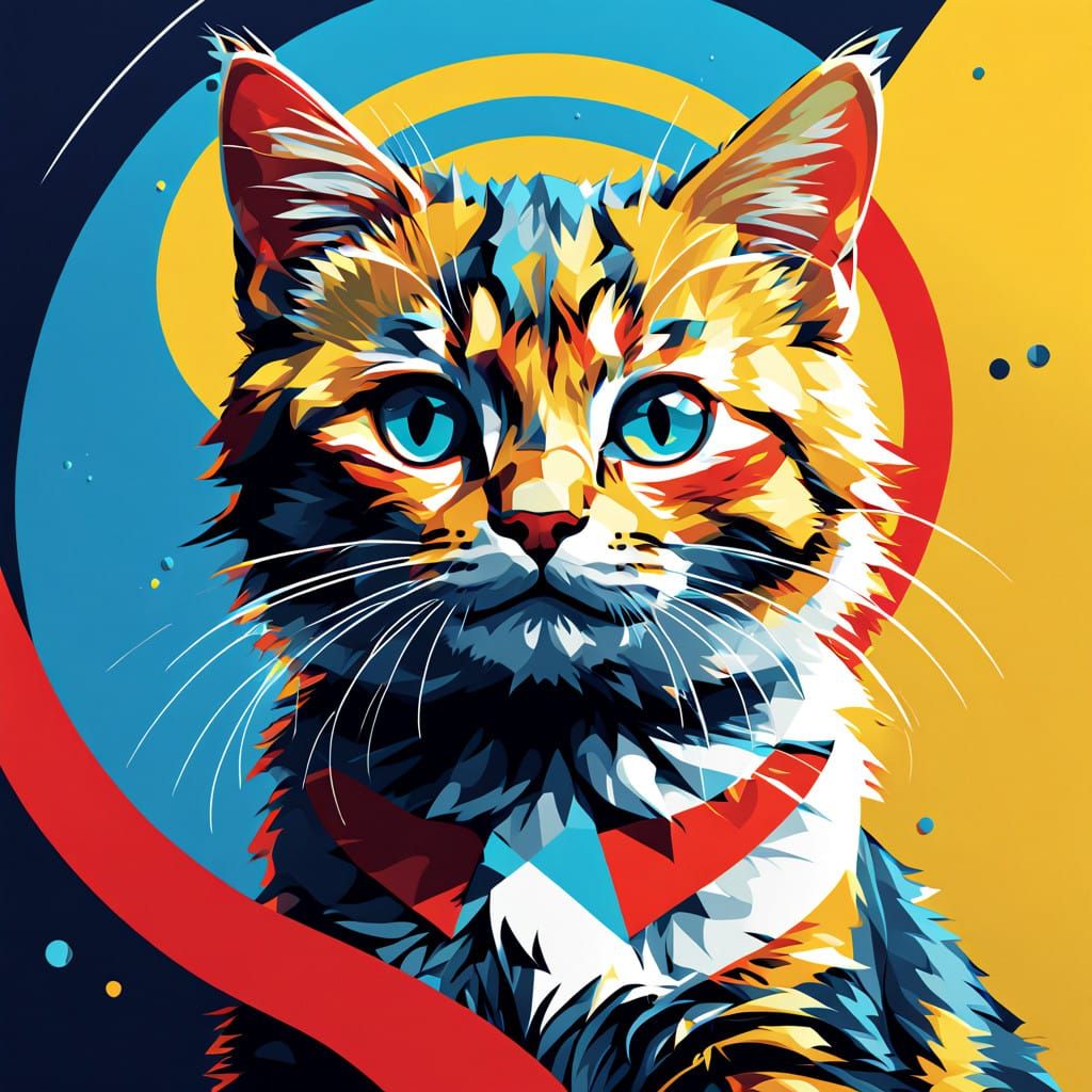 Vibrant Pop Art Kitten in Bold Colors