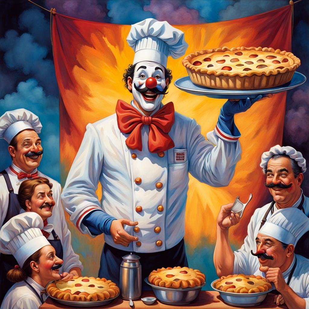Chef Clown Portrait in Social Realism Style