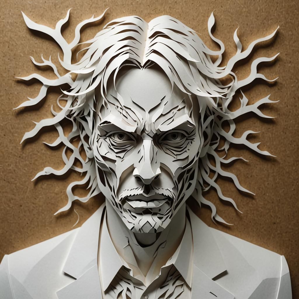 Paper Cut Art: Poisoned Man's Face