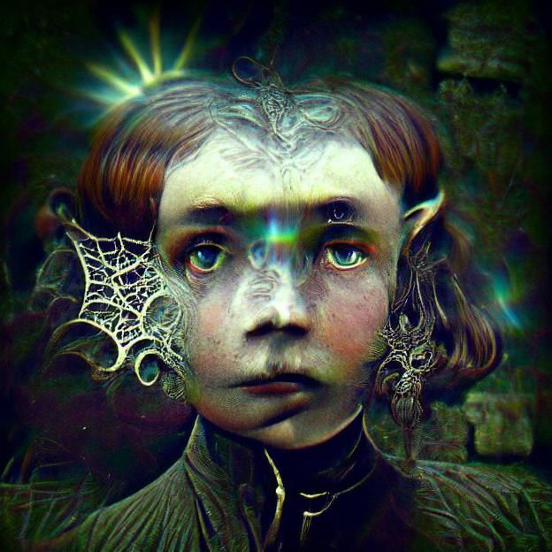Eerie Changeling Child in Vintage Horror Photo