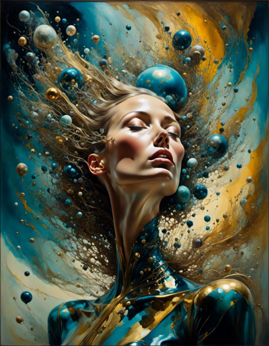 Celestial Woman Portrait in Surrealist Style