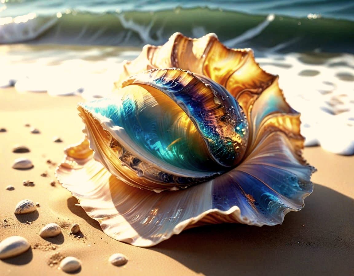 Glowing Trump Conch Shell in Iridescent Colors