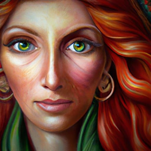 Red-Haired Beauty in Gothic Impressionism Style