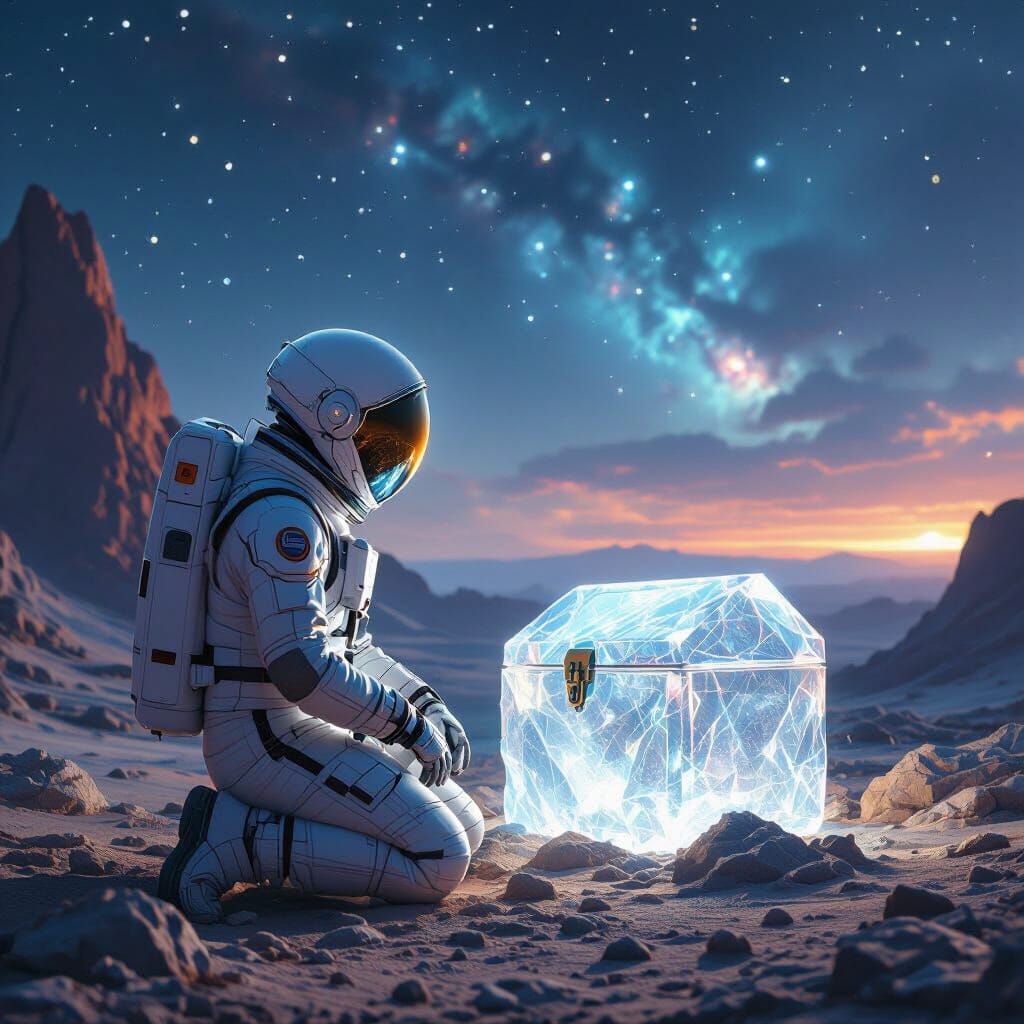 Astronaut Discovery on Alien Planet, Sci-Fi Art