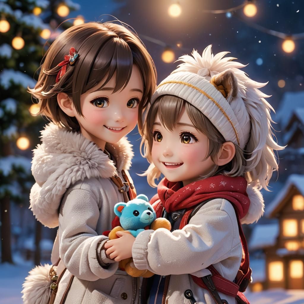 Heartwarming Anime Scene of Child Thanking Friend