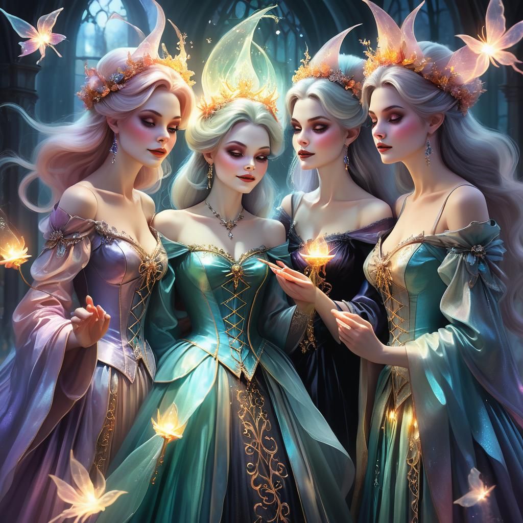 Enchanted Fairy Godmothers Granting a Wish