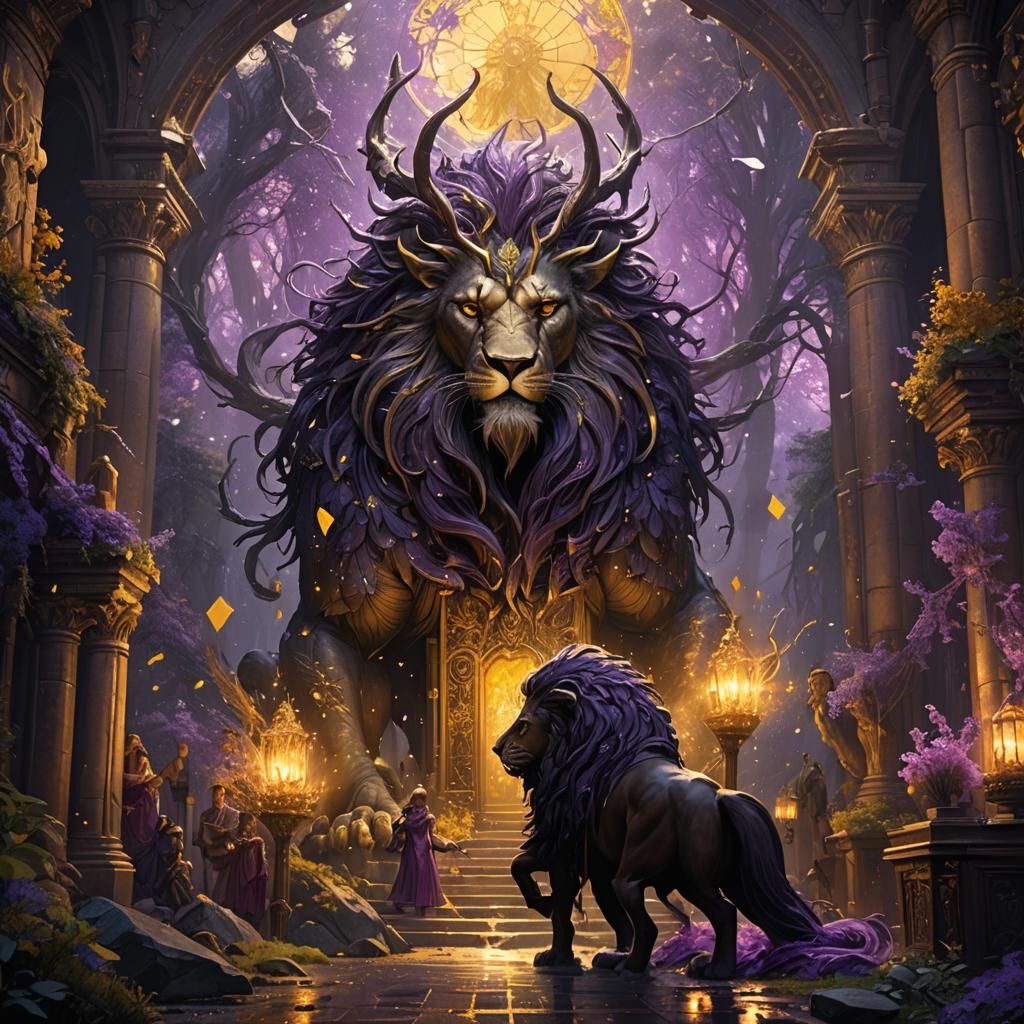 Dark Fantasy Landscape in Purple and Yellow