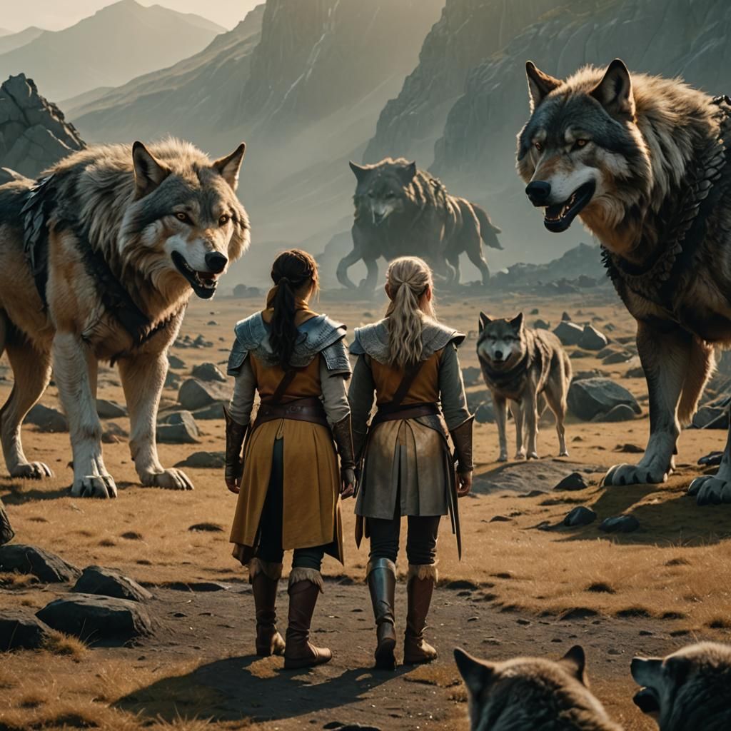 Elves Versus Ogre: A Cinematic Film Still