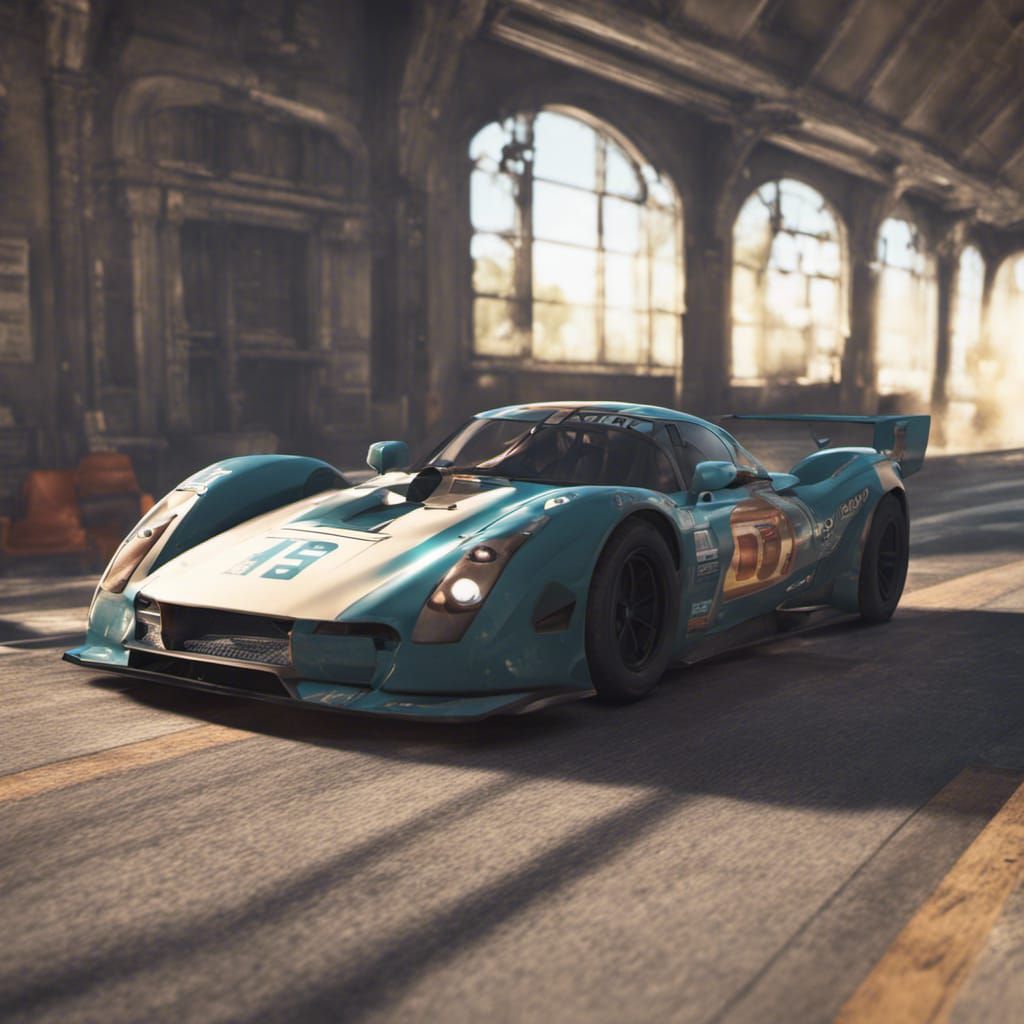 3D Rendered Race Car with Unreal Engine Shading