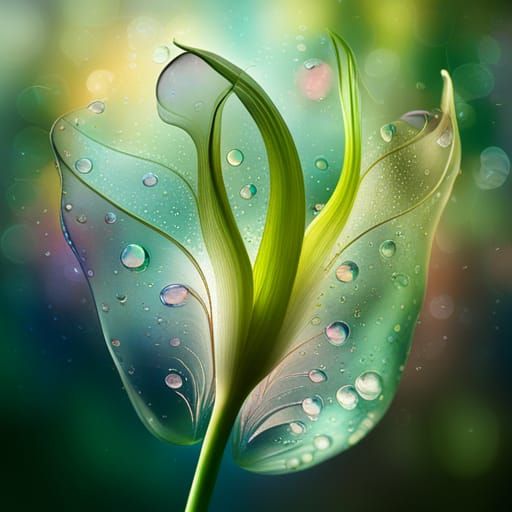 Raindrops Splattering Crystal Tulip in Opulent Garden