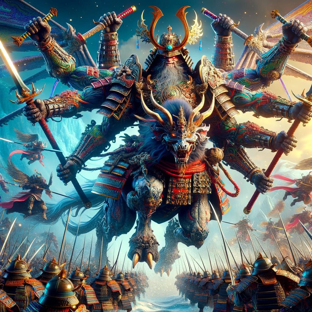 Fantasy Samurai on Kirin Leading Charge, 8K