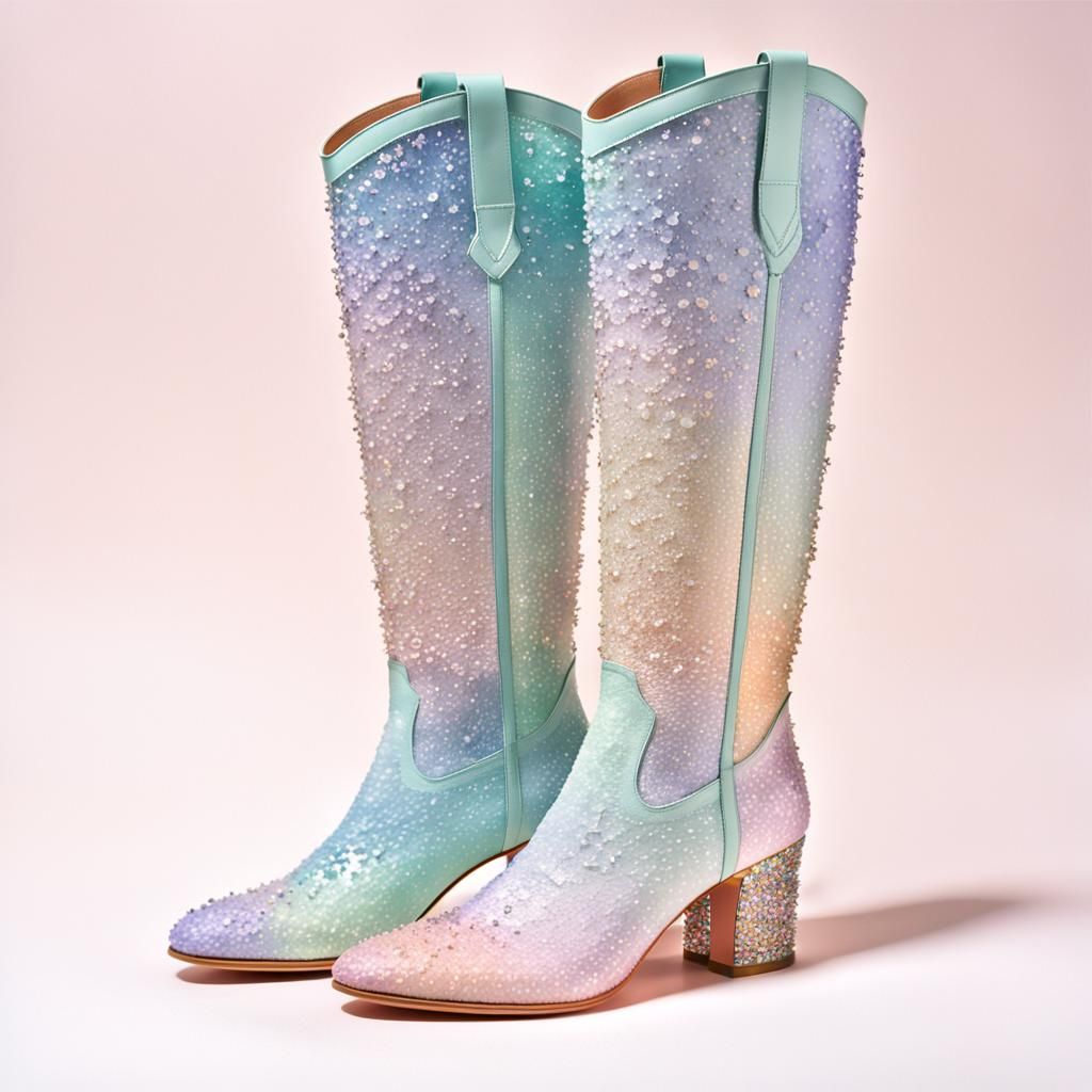 Rainbow Crystal Boots: Dreamy Color Field Art